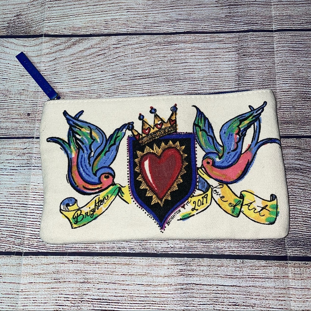 Brighton 2019 birds with heart makeup bag NWOT